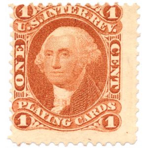 R2c 1 cent Playing Cards First Issue revenue stamp