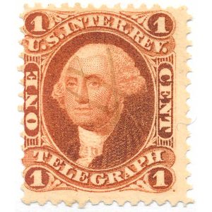 R4C 1 cent Telegraph first issue revenue stamp