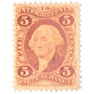 R27C 5 cent Inland Exchange first issue revenue stamp