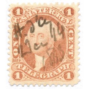 R4C 1 cent Telegraph first issue revenue stamp VF