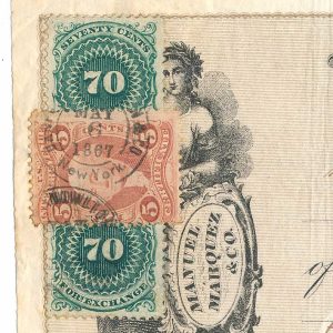 R24c, R65c on 1867 Incoming Foreign Bill of Exchange, Nuevitas, Cuba - Image 4