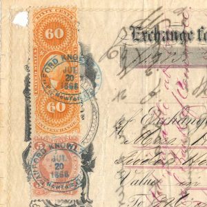 R24c, R64c on 1868 Incoming Foreign Bill of Exchange, Nuevitas, Cuba - Image 4
