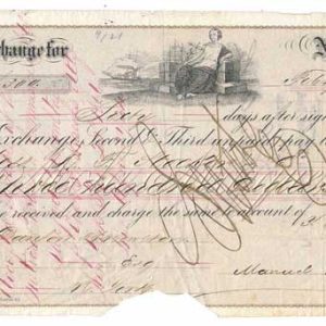 R40c on 1866 Incoming Foreign Bill of Exchange, Nuevitas, Cuba