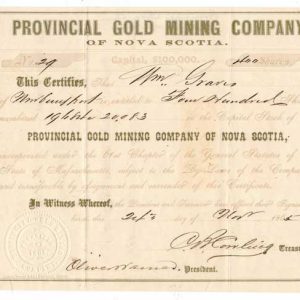 R44c on Provincial Gold Mining Co. stock certificate