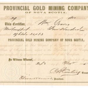 R44c on Provincial Gold Mining Co. stock certificate - Image 2