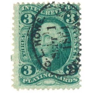 R17c 3 cent First issue, Playing Cards, S.O.N. cancel