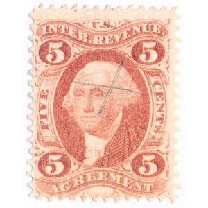 R23d 5 cent First issue, Agreement, Silk Paper