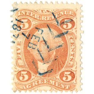 R23d 5 cent First issue, Agreement, Silk Paper