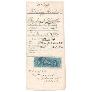 R60a Original Process on 1863 Chittendon Vermont writ, Benjamin Thurber & Lewis Bowles