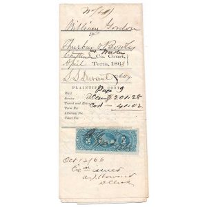 R60a Original Process on 1863 Chittendon Vermont writ, Benjamin Thurber & Lewis Bowles - Image 5