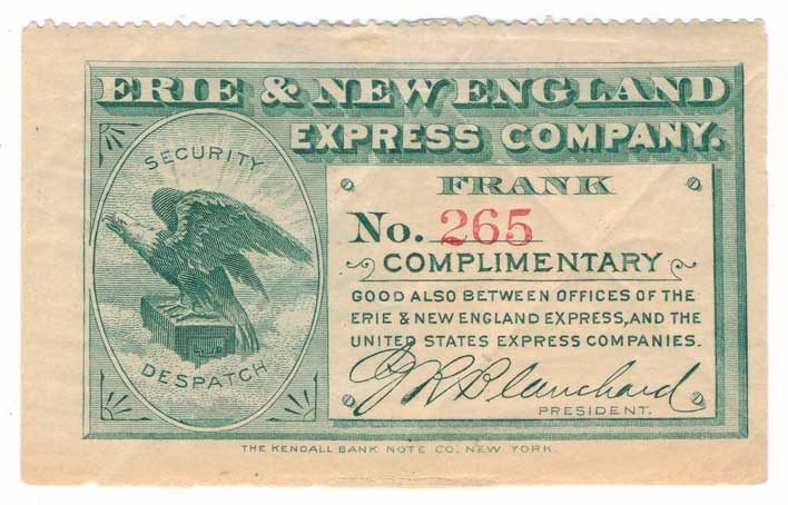 5CF1 Erie & New England Express Co. Complimentary Frank