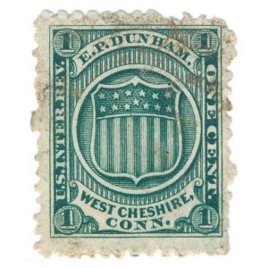 RO72d E. P. Dunham Match Stamp, West Cheshire, CT
