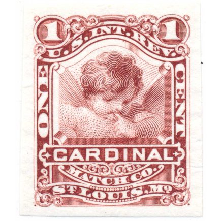 RO58P3 Cardinal Match Co., St. Louis, Plate Proof on india