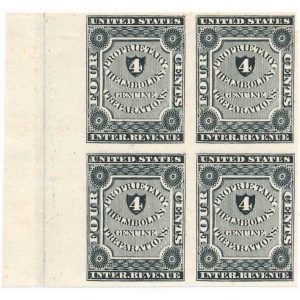 RS108P3 Helmbold's Genuine Preparations Plate Proof Margin Block of 4