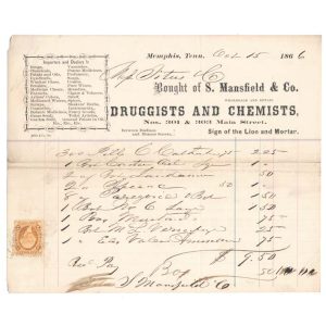 R6c S. Mansfield & Co., Memphis, TN Billhead 1866