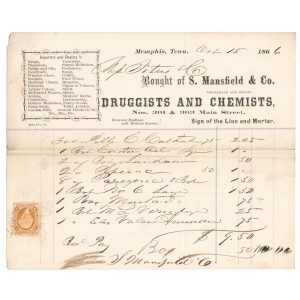 R6c S. Mansfield & Co., Memphis, TN Billhead 1866 - Image 2