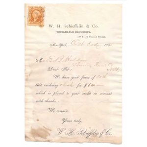 R6c on W. H. Schieffelin & Co. (Swaim) letterhead prescription receipt