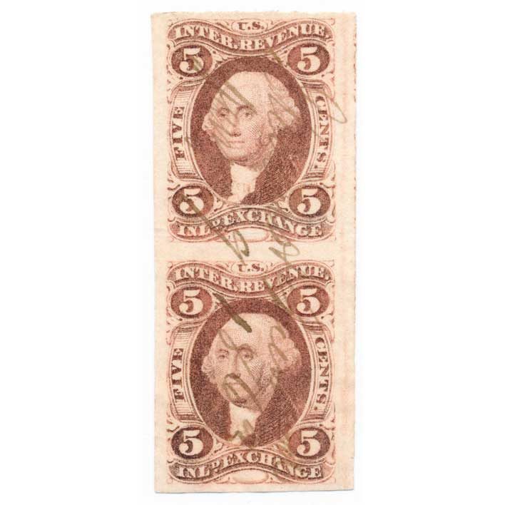 R27a 5 cent First issue, Inland Exchange, pair