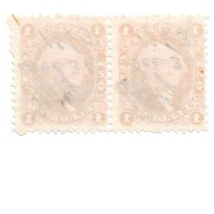 R4C 1 cent Telegraph first issue revenue stamp PAIR - Image 2