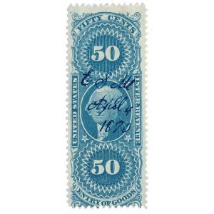 R55d First Issue Entry of Goods, Silk paper, 1870