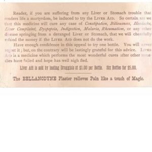 Dr. Grosvenor's Liveraid Trade Card 1880 - Image 2