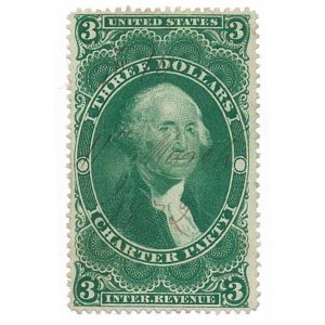 R85c First Issue Revenue Stamp, $3 Charter Party