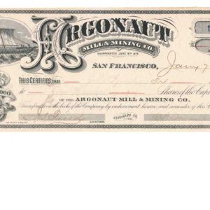 Argonaut Mill & Mining Co. El Dorado County, California Stock Certificate