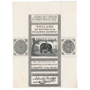 N. Smith Prentiss, Wholesale Perfumer, NY, Bear's Oil label proof 1832 - Image 2