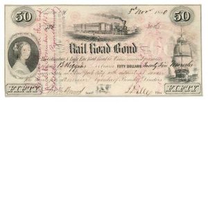 1850 Columbus & Lake Erie Rail Road Co. $50 Bond