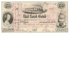 1850 Columbus & Lake Erie Rail Road Co. $50 Bond - Image 2