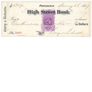 RN-B11 on Curry & Richards check, Providence, RI 1867