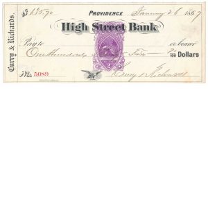 RN-B11 on Curry & Richards check, Providence, RI 1867 - Image 3