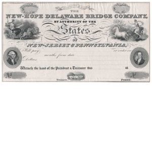 New-Hope Delaware Bridge Co. NJ-PA Treasury Note Proof, 1823-1824