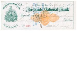 RN-D1 on 1875 Wells, Richardson & Co. Bank Check