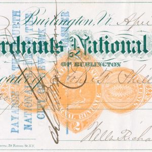 RN-D1 on 1875 Wells, Richardson & Co. Bank Check - Image 3