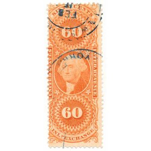R64d First Issue Revenue Stamp, Inland Exchange, Silk paper