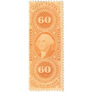 R64d First Issue Revenue Stamp, Inland Exchange, Silk paper