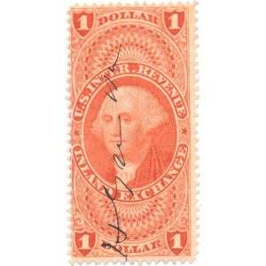 R69d $1.00 First Issue Revenue Stamp, Silk Paper