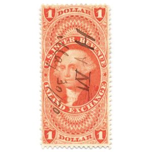 R69d $1.00 First Issue Revenue Stamp, Silk Paper