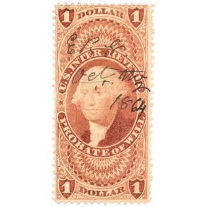 R76c First Issue Revenue Stamp, Probate of Will