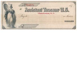 Assistant Treasurer to the US check, Charleston, SC 187x
