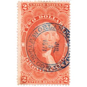 R81c First Issue Revenue Stamp, Conveyance, NY Broker cancel