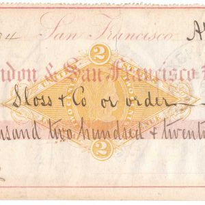 RN-G1 on $22,225 check, Louis Gloss & Co, San Francisco 1878 - Image 2