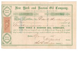 R50c on 1865 New York and Boston Oil Co. Stock Certificate - Image 2