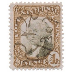 R136 4c Third Issue Revenue Stamp