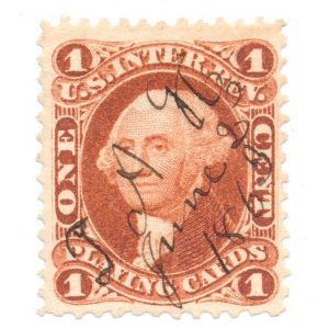 R2c 1 cent Playing Cards First Issue Revenue Stamp