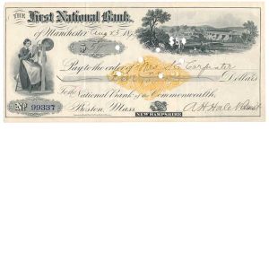 RN-X7 Revenue Imprint on draft, Manchester, NH ABNCo 1899