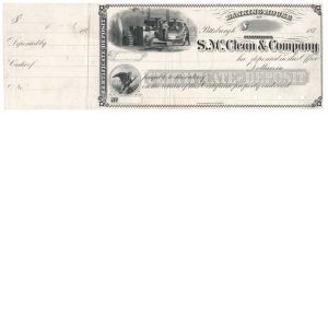 1870s Banking House of S. McClean & Co. Pittsburgh, Certificate of Deposit Proof