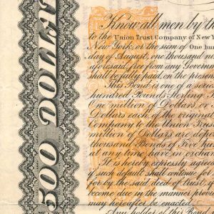 1868 Rockford, Rock Island and St. Louis Railroad Company $500 Bond, RN-T4, RN-P5 - Image 2