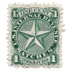 RO119b  Ives & Judd Match Stamp, Rag Hollow CT